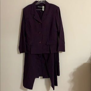 3 Piece Eggplant Suit: jacket, pants & skirt